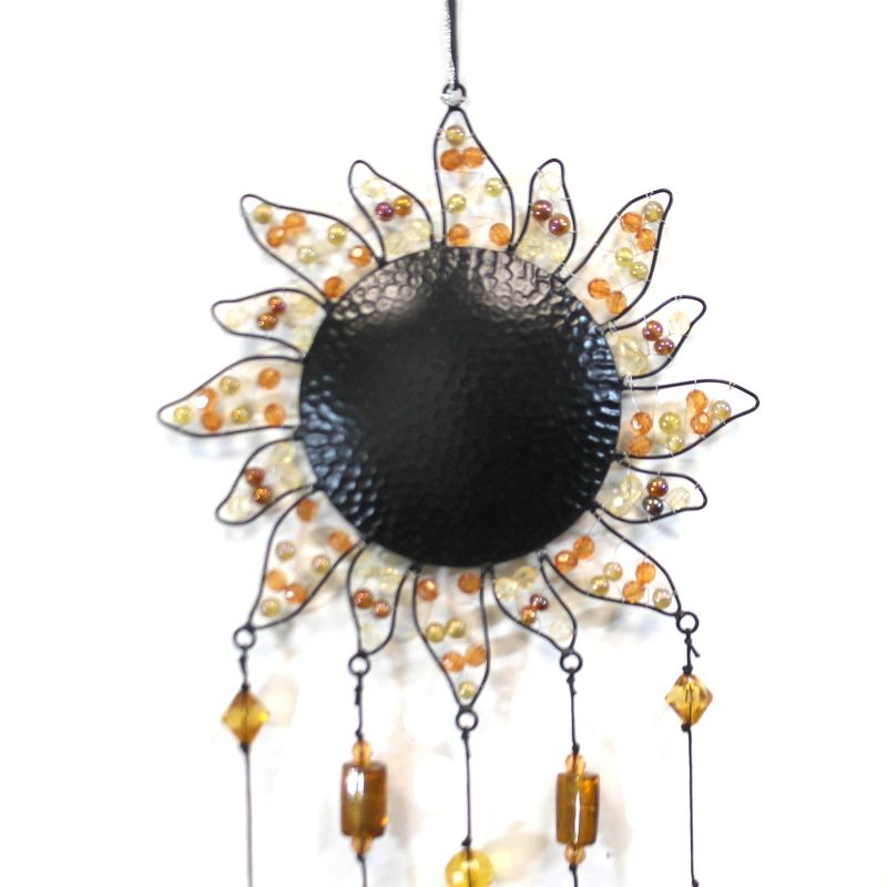 Home & Garden 29.0" Sunflower Windchime Glass Beads Ganz  -  Bells And Wind Chimes