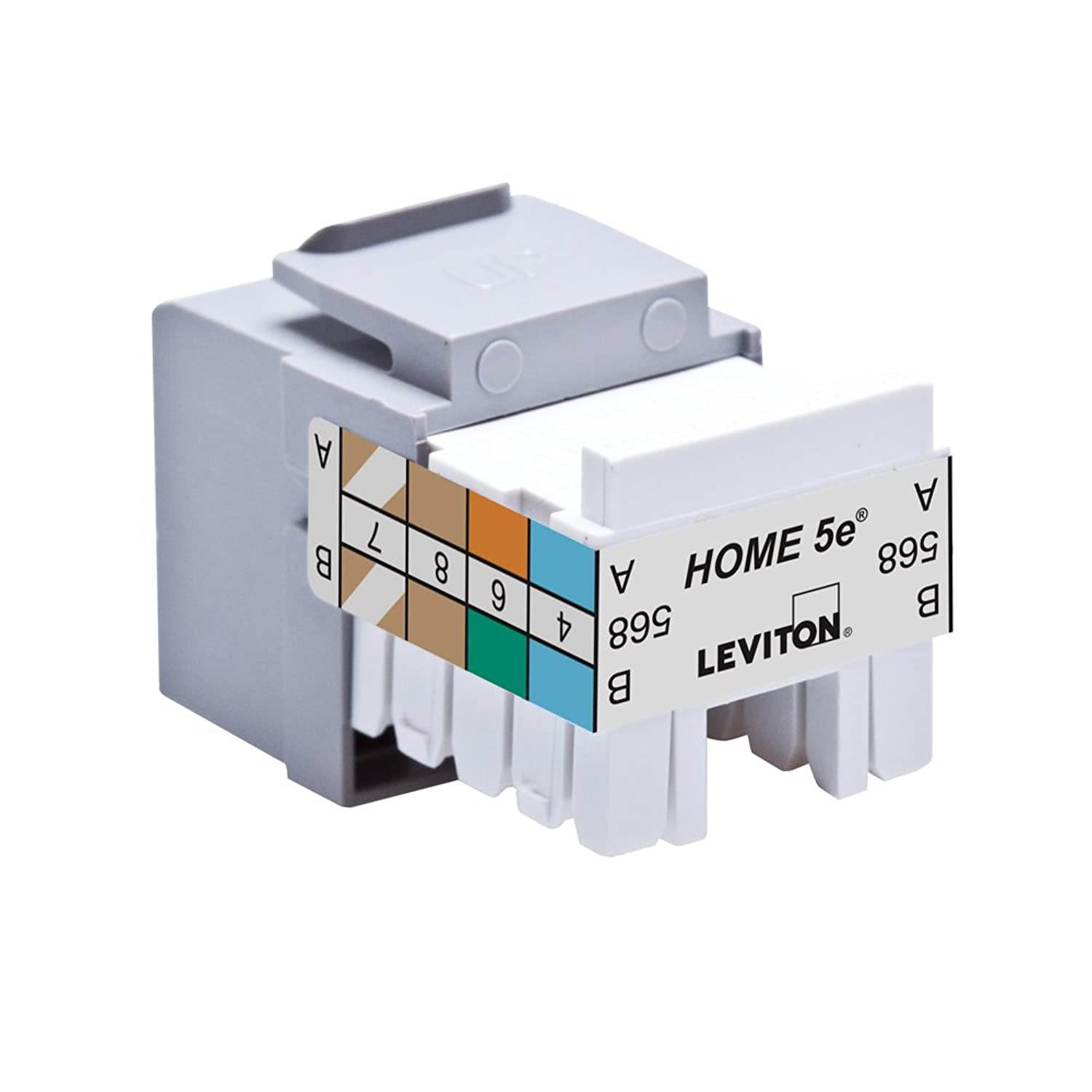 Leviton 5EHOM-RG5 Home 5e Snap-In Connector, T568A/B Wiring, Grey