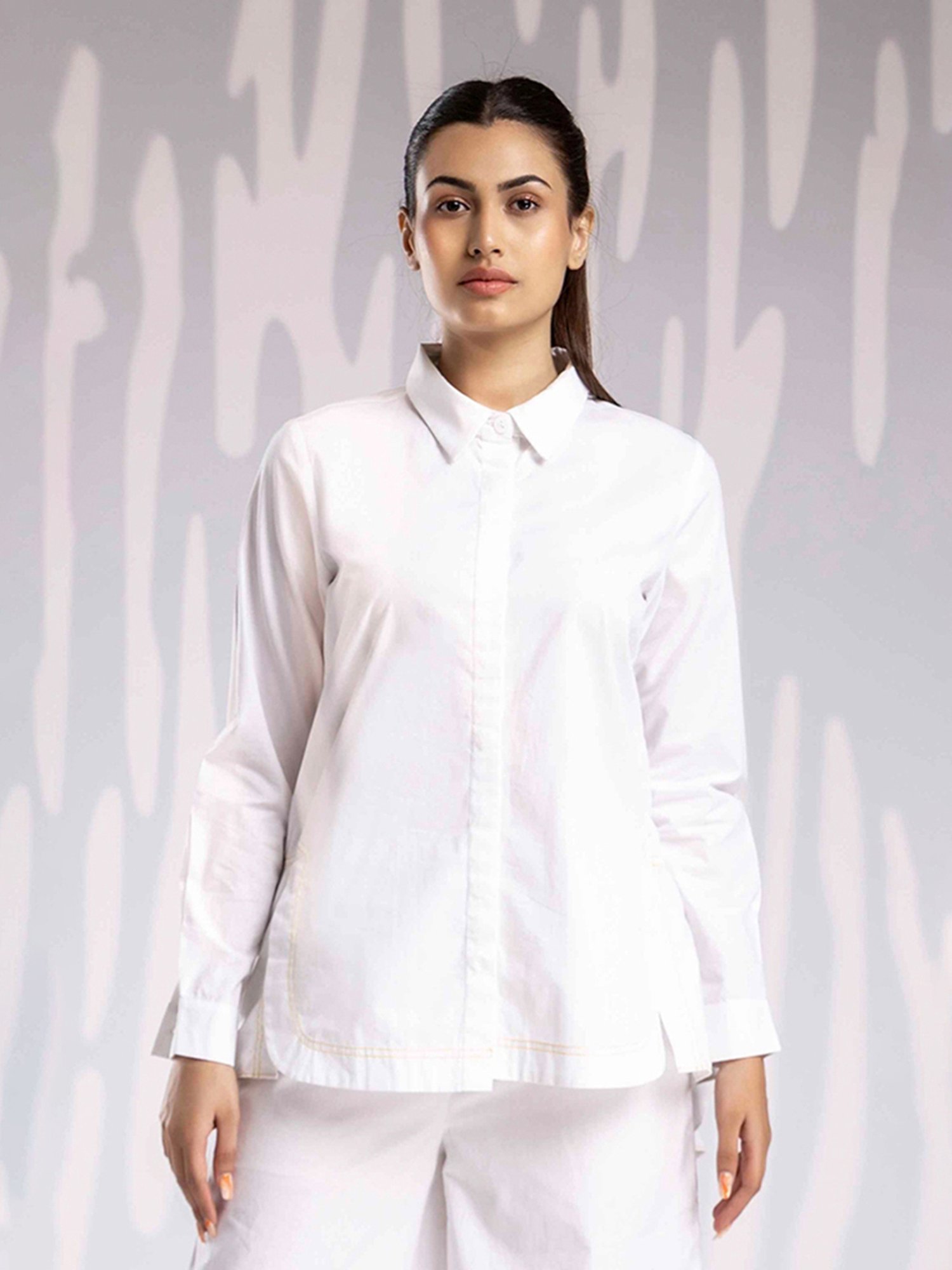 House of Manaa White Handpainted Shirt