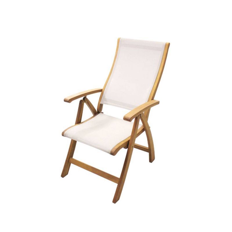 Heritage Teak Sling Recliner Chair - Natural - Courtyard Casual