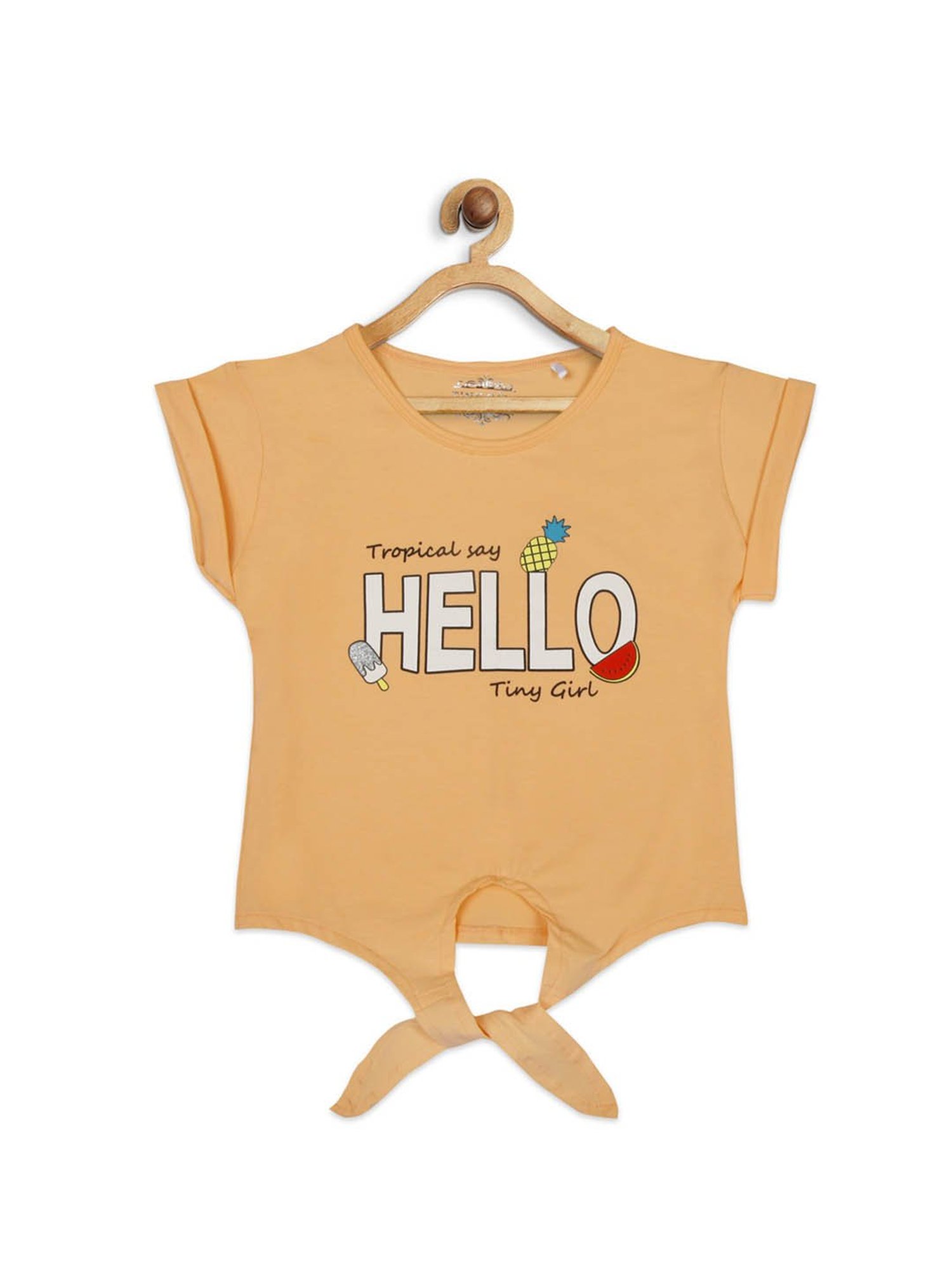 Tiny Girl Peach Graphic Print Top