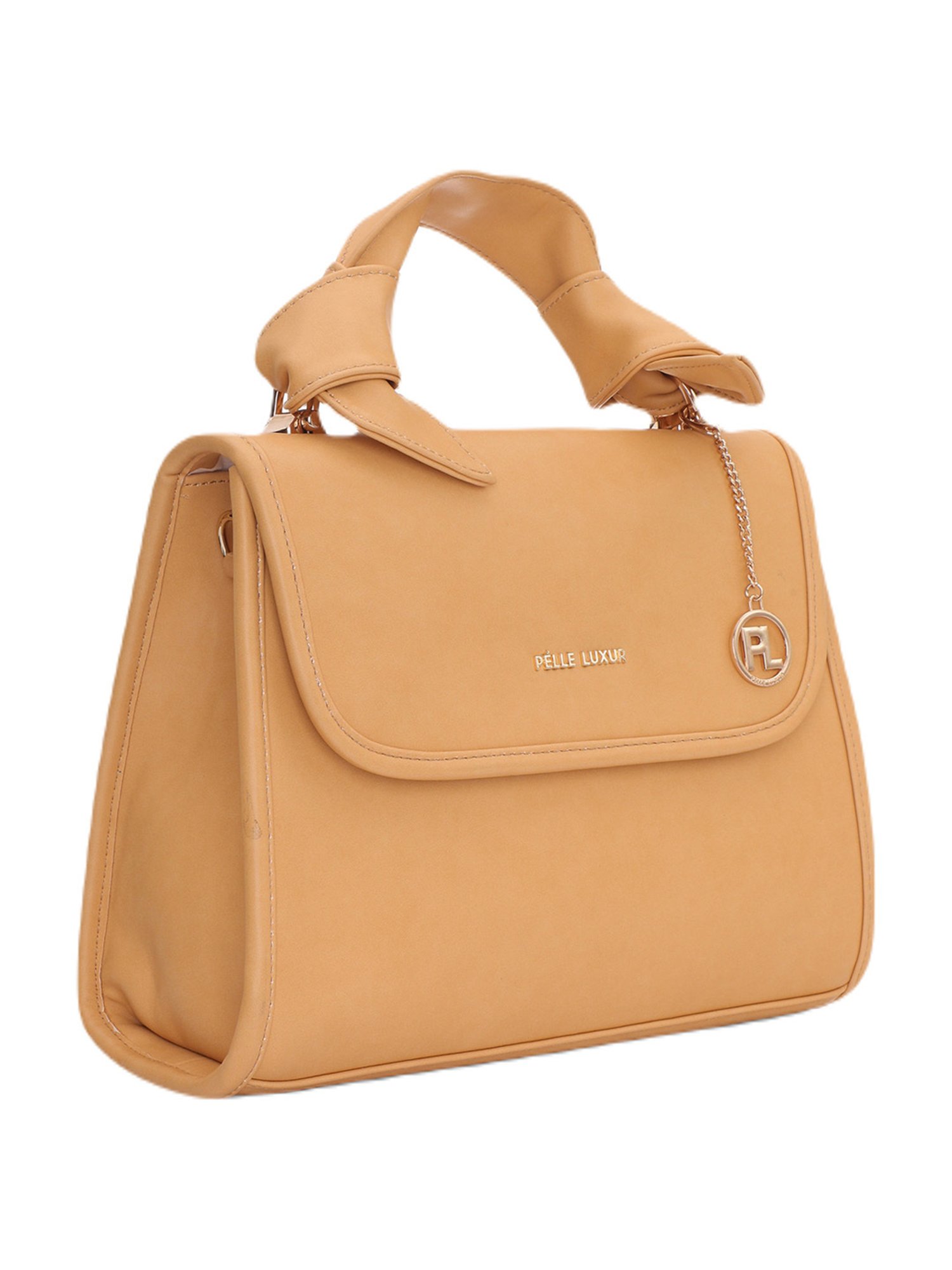 PELLE LUXUR Camel Brown Medium Luna Satchel Handbag