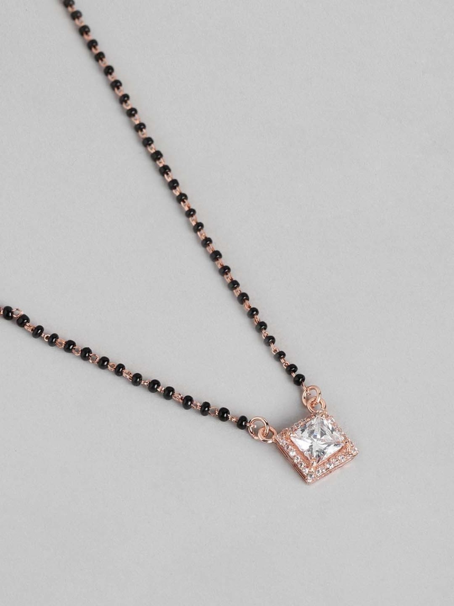 Zavya 925 Silver Gleaming Vows Rose Gold CZ Mangalsutra for Women