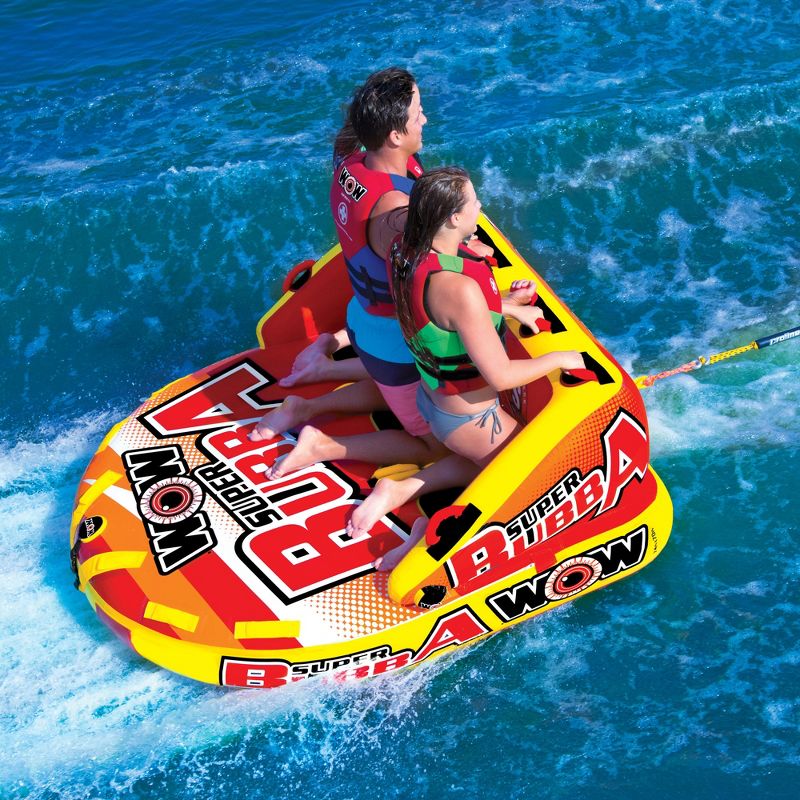 Wow Super Bubba Inflatable 3 Person Deck Seating Towable Water Floating Tube