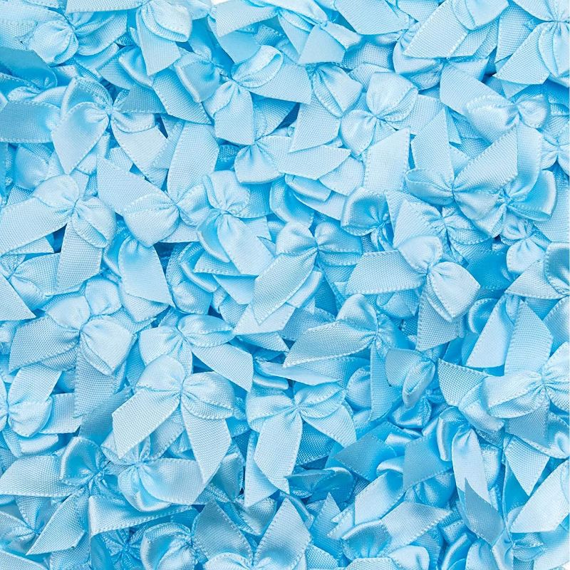 Bright Creations 350-Pack Mini Satin Ribbon Bow w/ Self-Adhesive Tape for Arts and Crafts, Sewing & Gift, Blue 1.5"