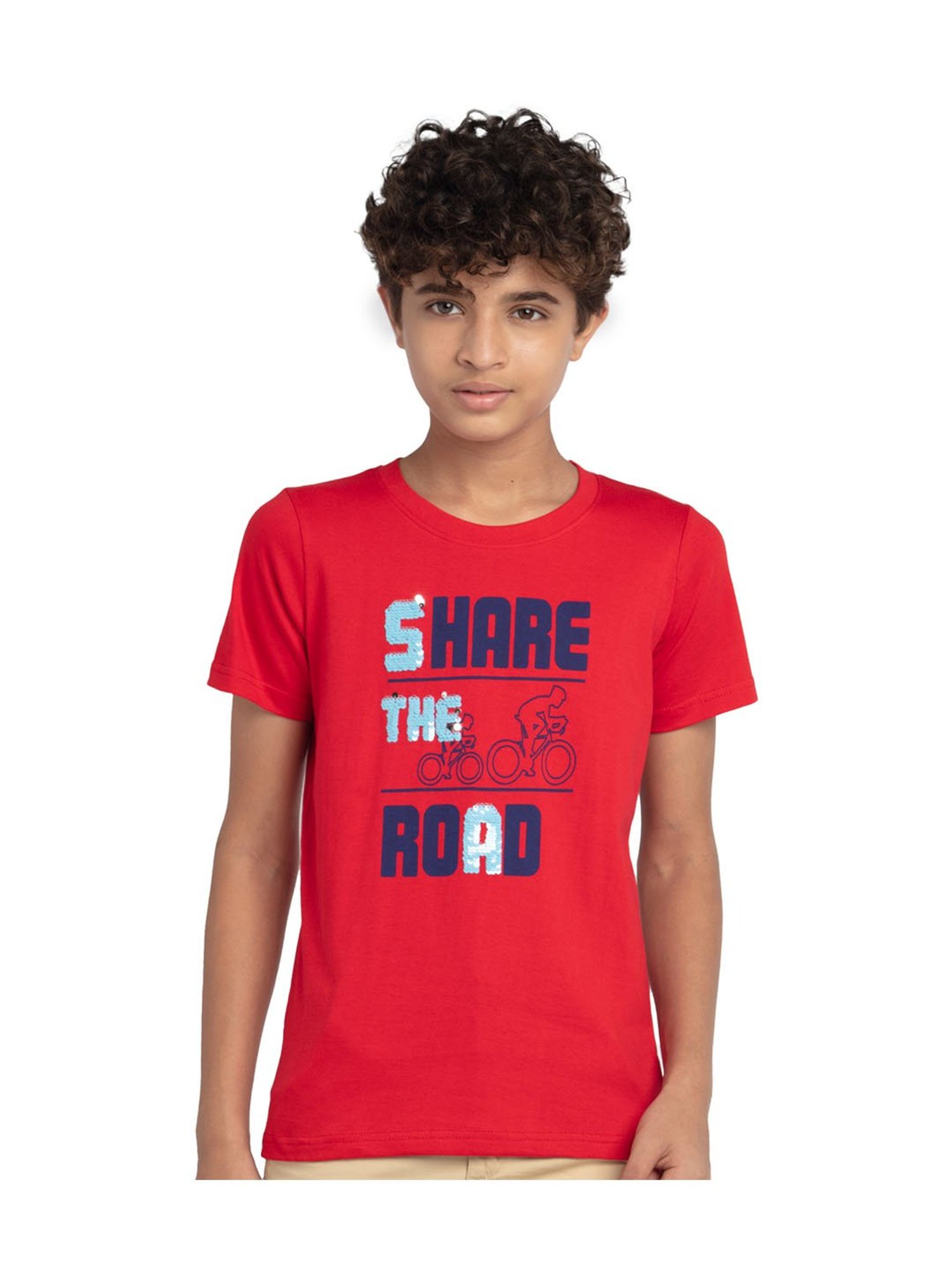 Under Fourteen Only Kids Red Printed T-Shirt