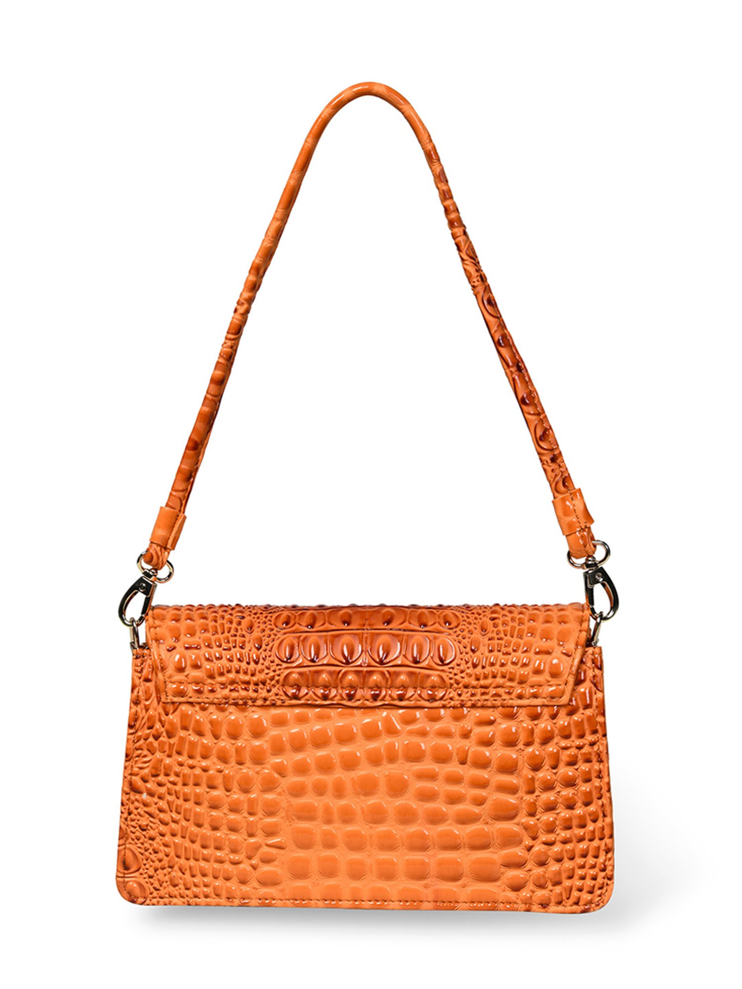 PELLE LUXUR Orange Animal Effect Small Shoulder Bag
