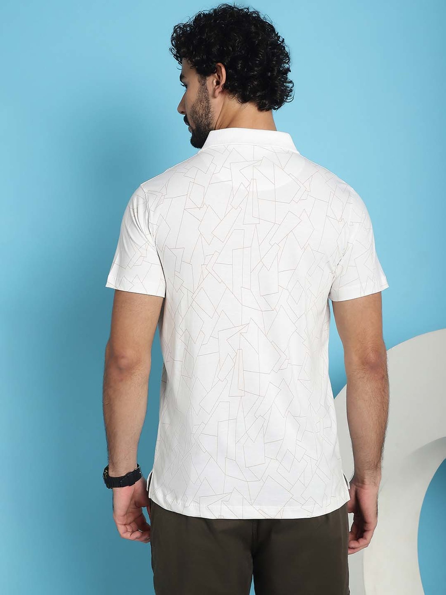 Venitian- Forbidden Clothing White Slim Fit Printed Polo T-Shirt