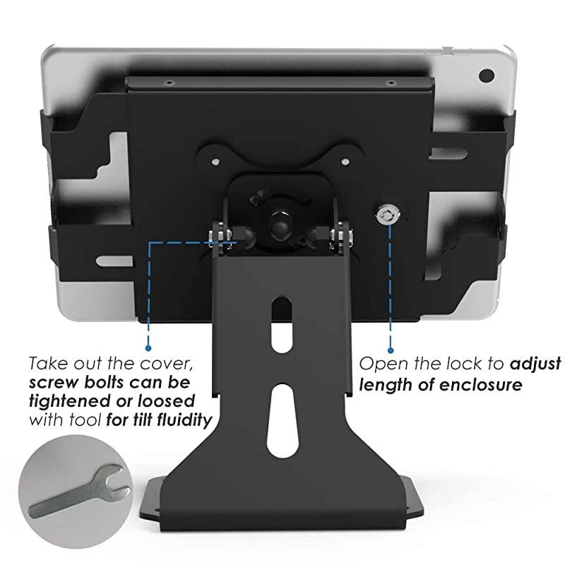 Swivel iPad Stand for 102 iPad 7th8th iPad 5th 6th iPad Mini iPad Air iPad Pro 97 129 105 Tablets 66910 inch Key Lock Black BSC401B