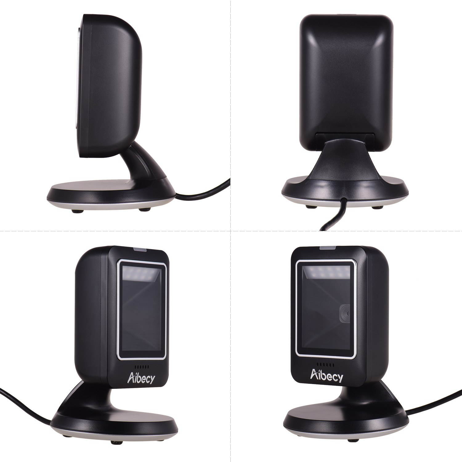 Aibecy MP6300Y 1D/2D/QR Omnidirectional Barcode Scanner USB Wired Bar Code Reader CMOS Image Hand-Free for Supermarket Bookstore Retail Hospital