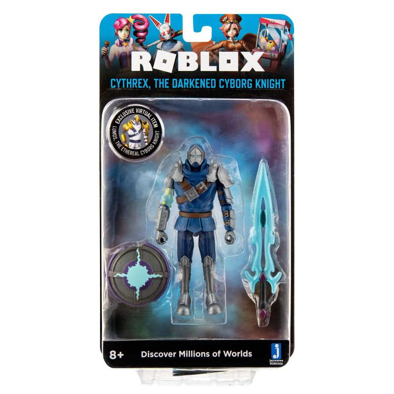 Roblox Imagination Collection - Cythrex, the Darkened Cyborg Knight Figure Pack (Includes Exclusive Virtual Item)