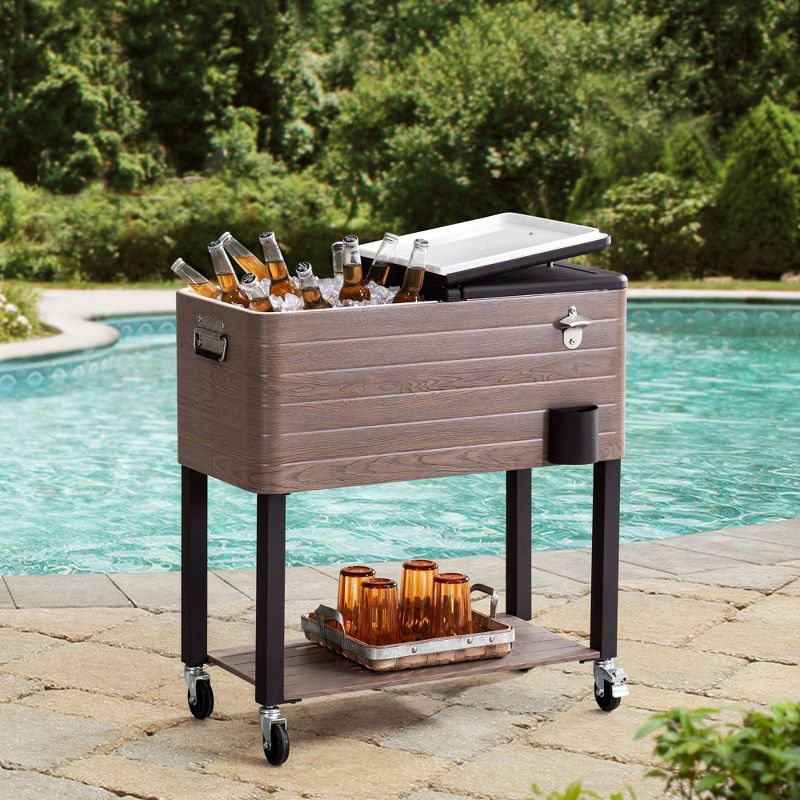 Avelon Resin Outdoor Portable Cooler with Wheels Brown - Sunjoy
