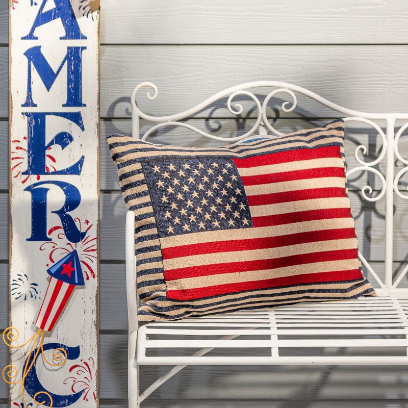 Gerson International 24-Inch Long Jacquard Patriotic Flag Throw Pillow