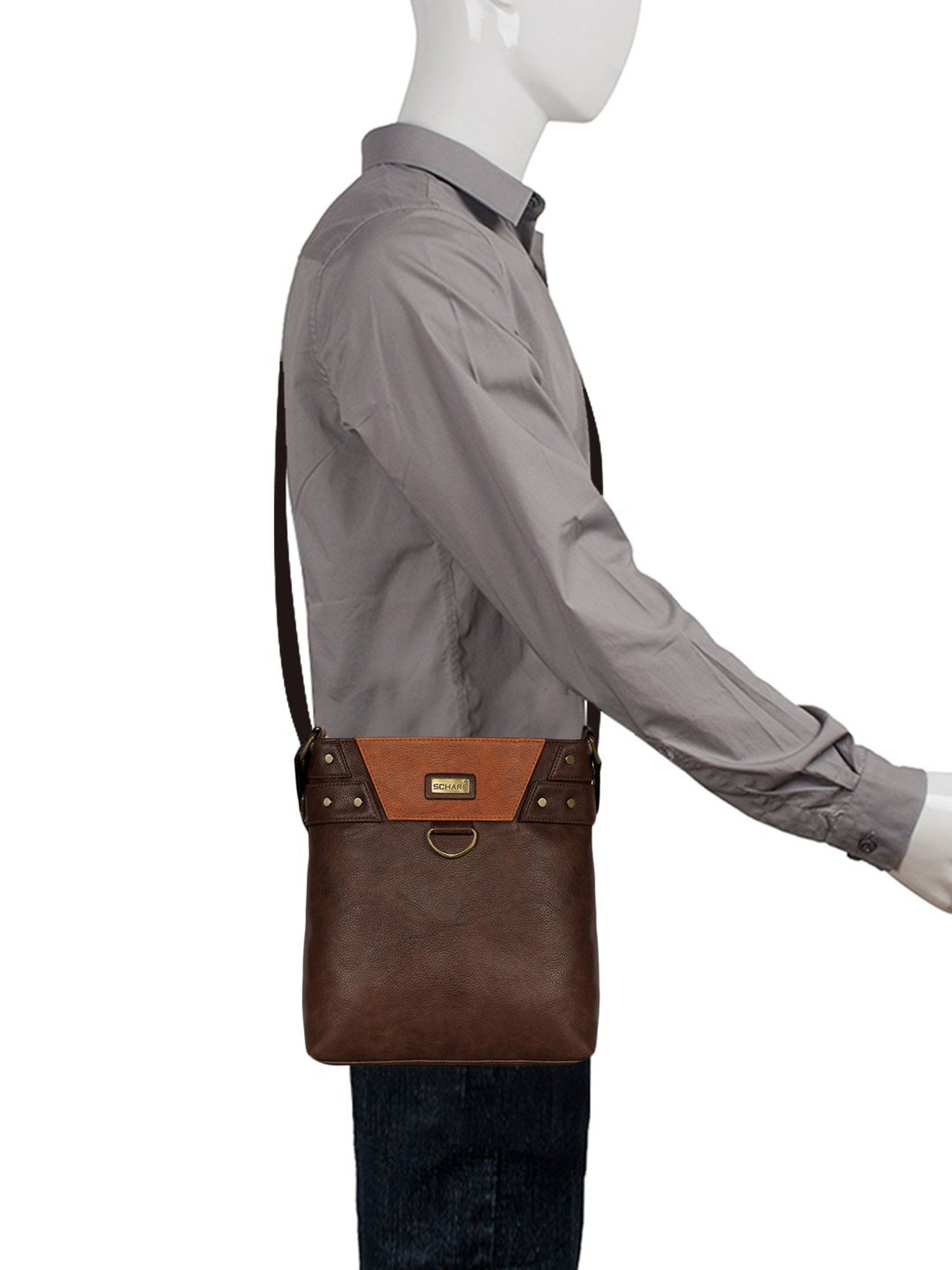 Scharf James Brown Solid Small Cross Body Bag