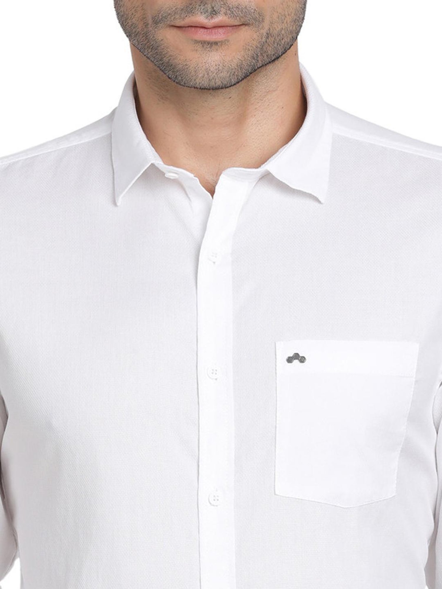 Turtle White Cotton Slim Fit Shirts