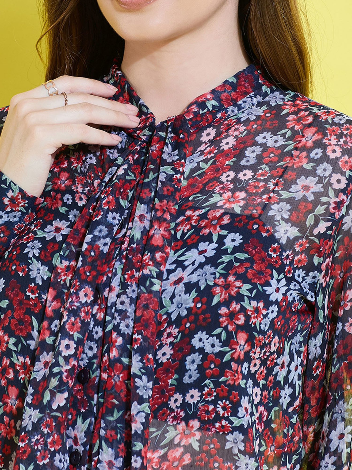 Anvi Be Yourself Navy Floral Print Shirt