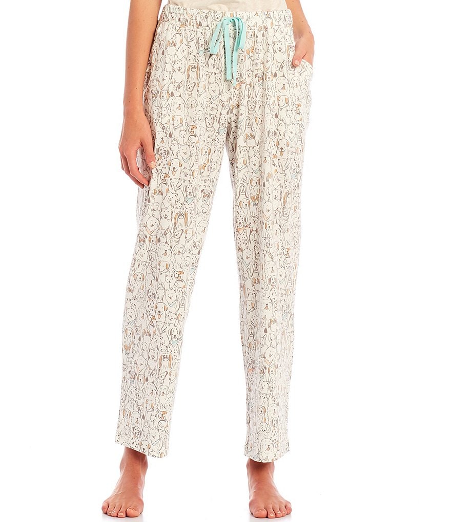 Sleep Sense Stacked Dogs Print Drawstring Tie Sleep Pants