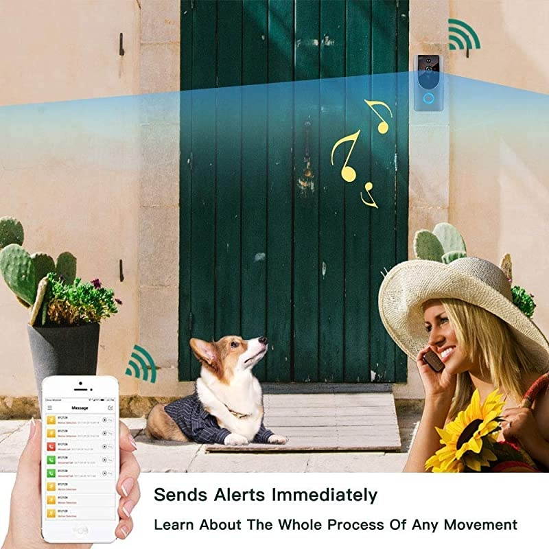 Smart Wireless WiFi Video Doorbell HD Security Camera with PIR Motion Detection Night Vision TwoWay Talk and Realtime Video