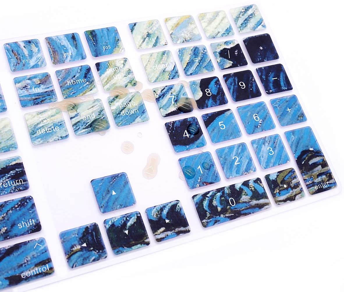 HRH for Apple iMac G6 MB110LL/B and MB110LL/A A1243 Keyboard with Numeric Keypad NumberPad Print with: Starry Night Design Silicone Keyboard Skin Cover [US Layout]