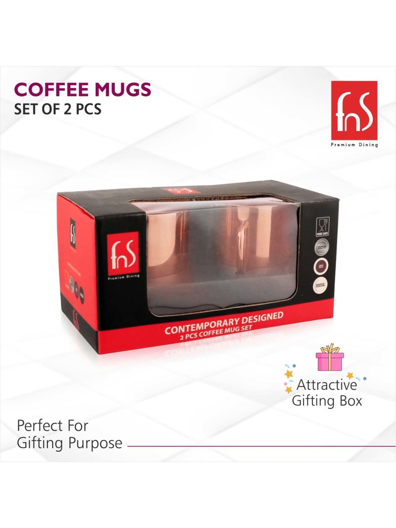 Femora Black Ceramic Coffee Mugs (0.36 L) - Set of 4