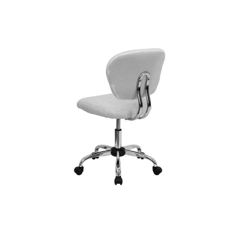 Mid-Back White Mesh Padded Swivel Task Office Chair with Chrome Base