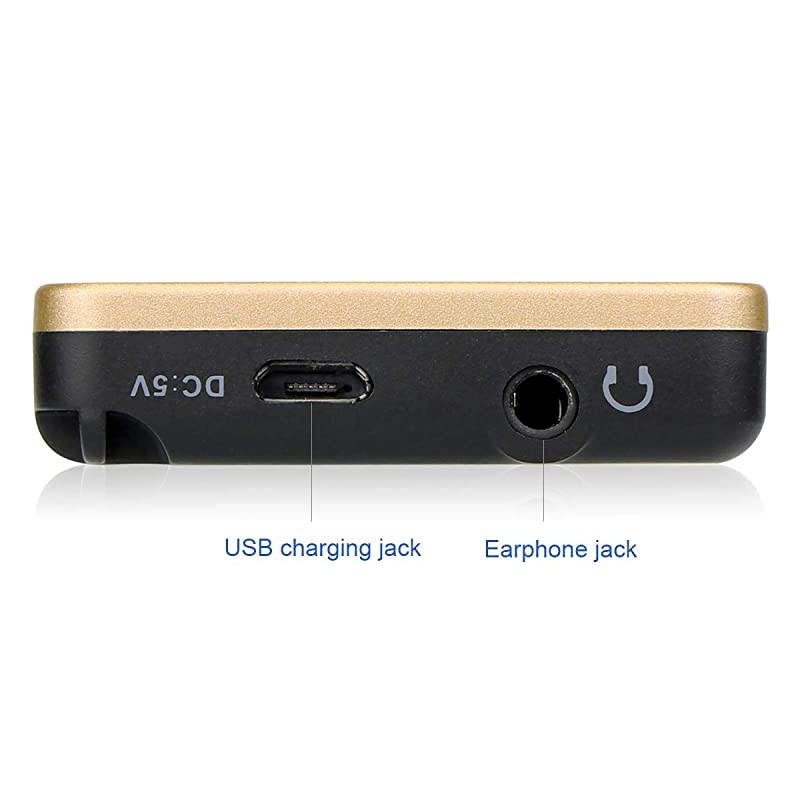 V112 AM FM Radio Portable Mini Radio with Earphone Pocket Digital Tuning Rechargeable Battery LCD Display for Walking JoggingGold