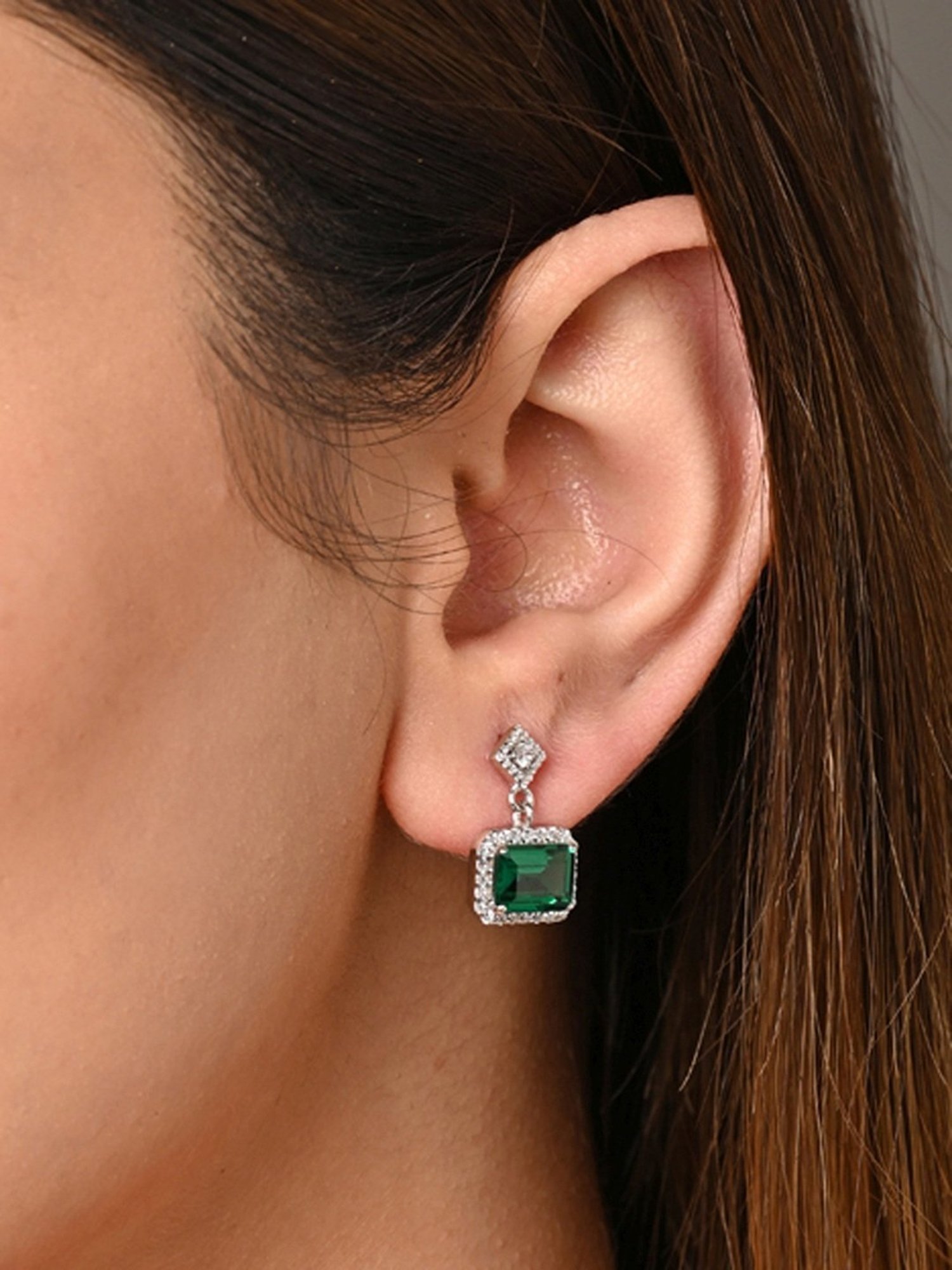 Clara 925 Silver Rhodium-Plated Swiss Zirconia Bianca Drop Earrings - Set of 2