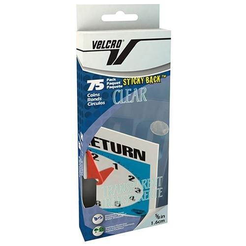 Velcro 91302 Sticky-Back Hook & Loop Fasteners  5/8   Diameter Coins  Clear  75 per Pack
