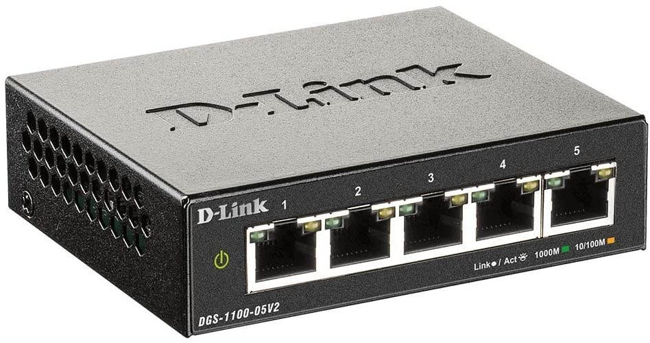 D-Link Ethernet Switch, 5 Port Easy Smart Managed Gigabit Network Internet Desktop or Wall Mount (DGS-1100-05V2)