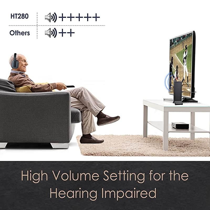 HT280 Wireless Headphones for TV Watching with 24G RF Transmitter Charging Dock Digital Optical System High Volume Headset Ideal for Seniors amp Hearing Impaired 100ft Range No Audio Delay