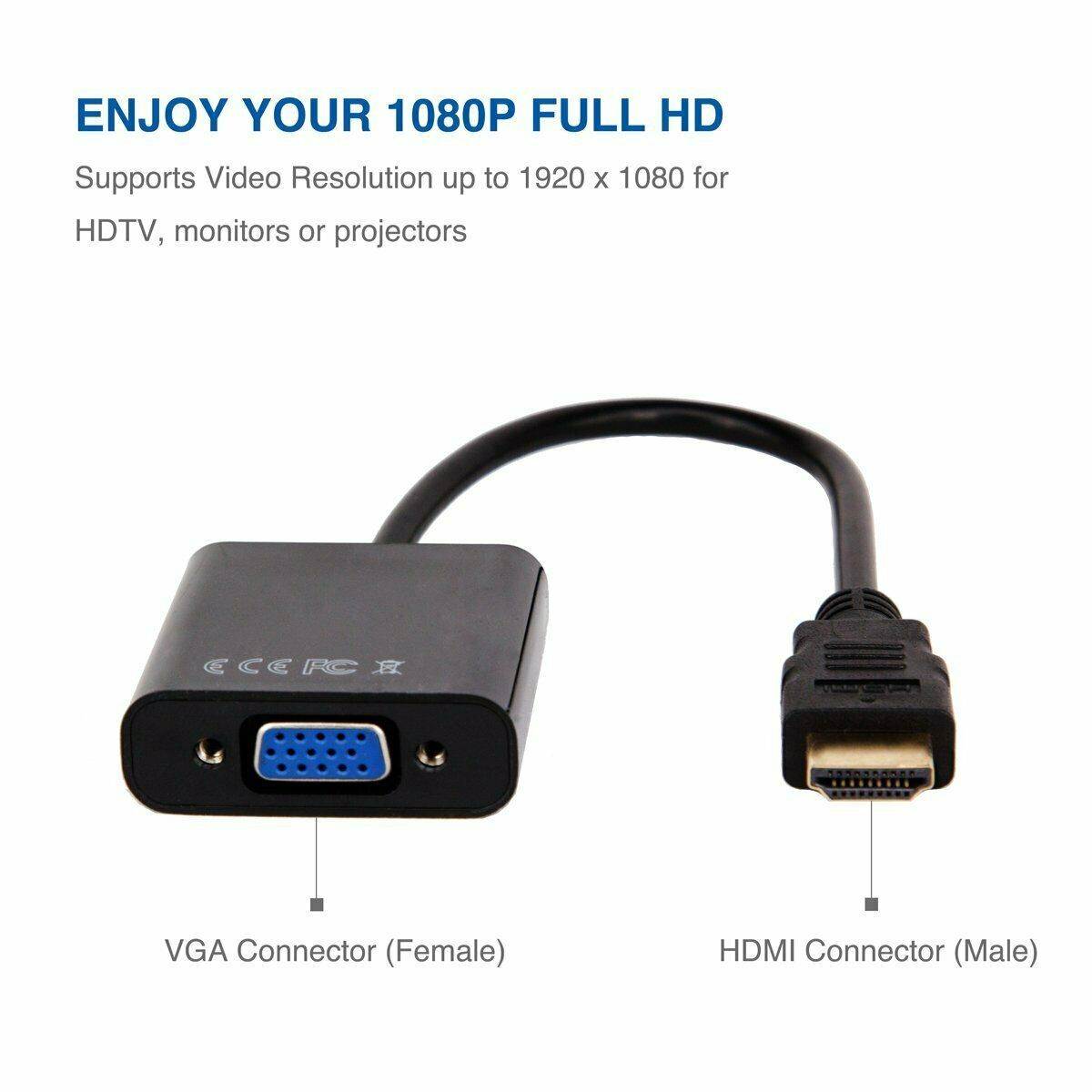 HDMI Male to VGA Female Adapter for Chromebooks Laptop Computer Projector HDTV HDMI Male to VGA Female Adapter for Chromebooks Laptop Computer Projector HDTV