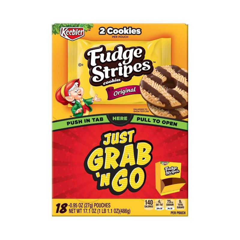Keebler Fudge Stripes Original Just Grab n' Go Cookies - 18ct