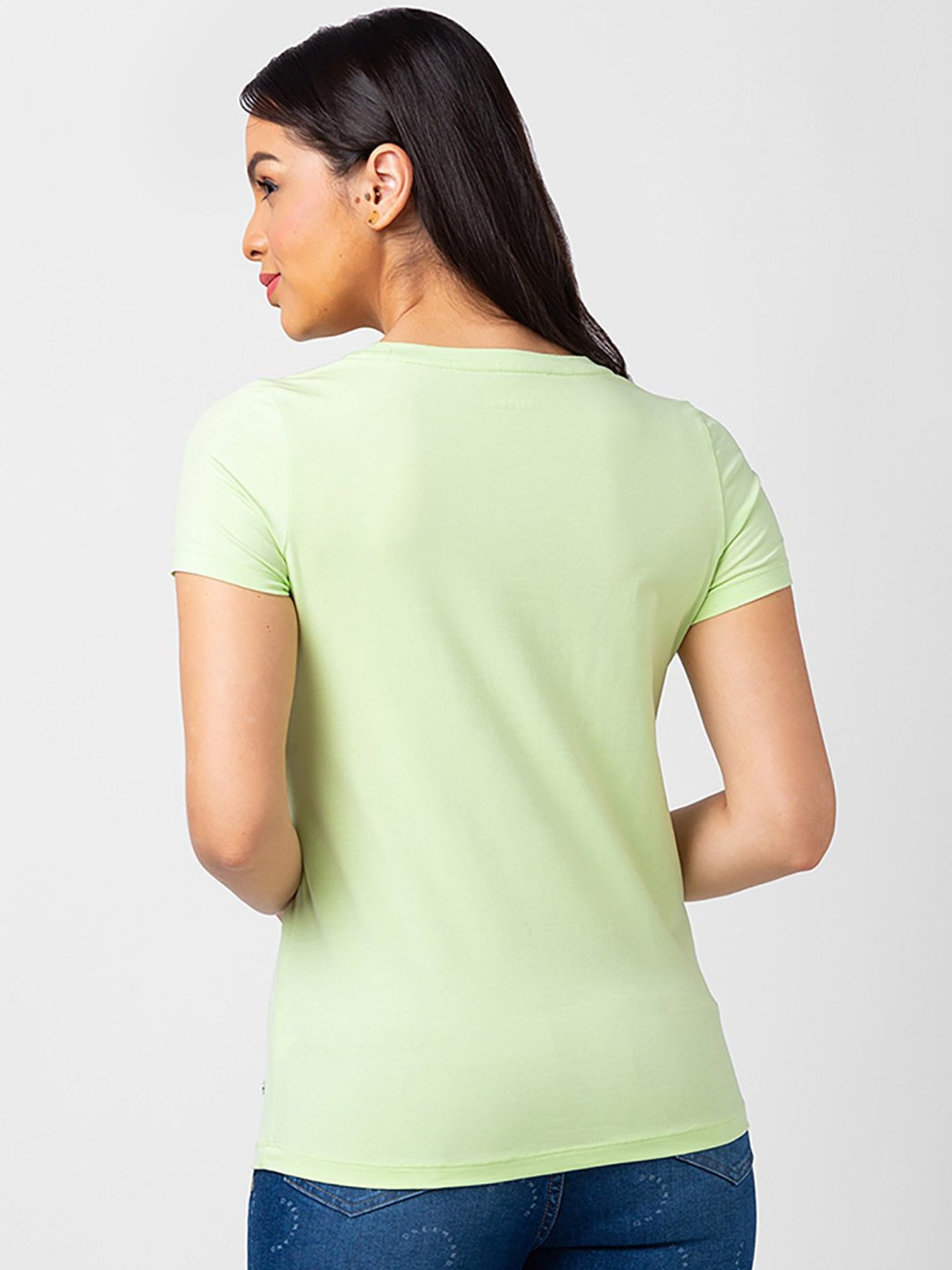 Spykar Mint Green Printed T-Shirt