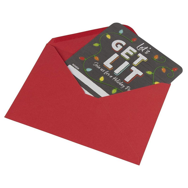Sustainable Greetings 50-Pack Let's Get Lit Christmas Invitation Cards with Envelopes for Holiday Party (5 x 7 In)