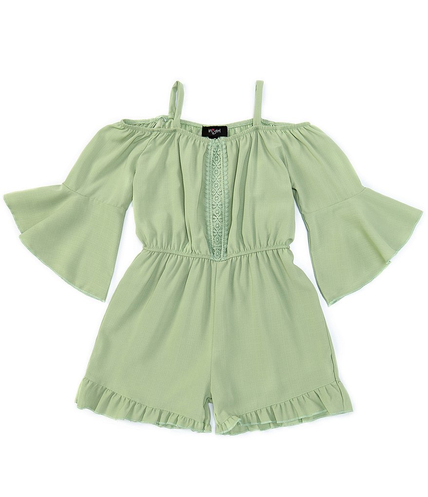 I.N. Girl Big Girls 7-16 Cold-Shoulder Ruffle-Hem Romper