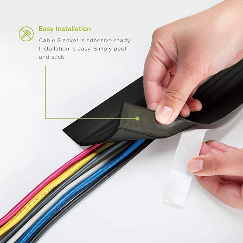 15FT Cable Blanket High Capacity Low Profile Cord Cover and Wire Protector Black