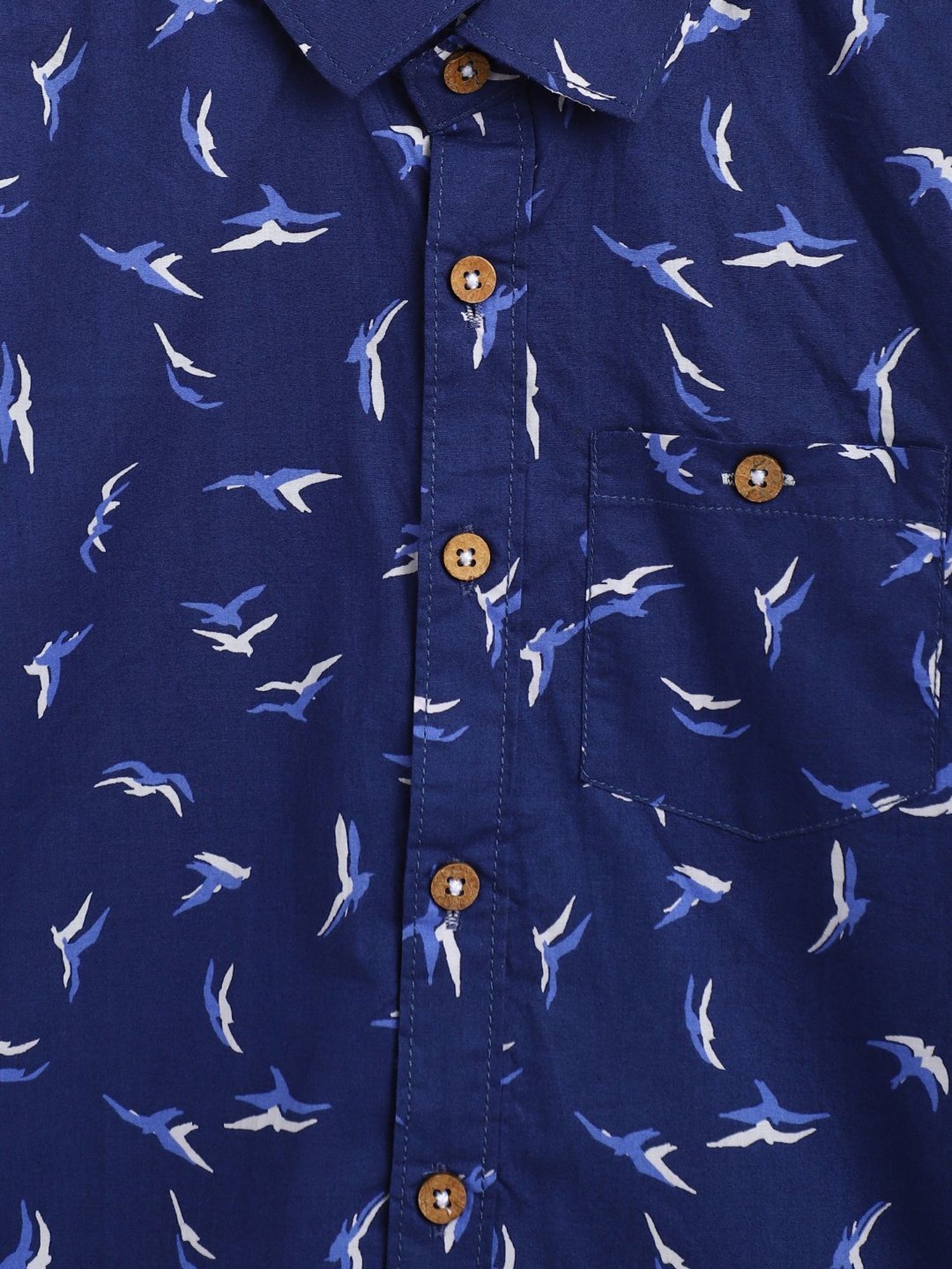 Tales & Stories Kids Navy Cotton Printed Full Sleeves Shirt