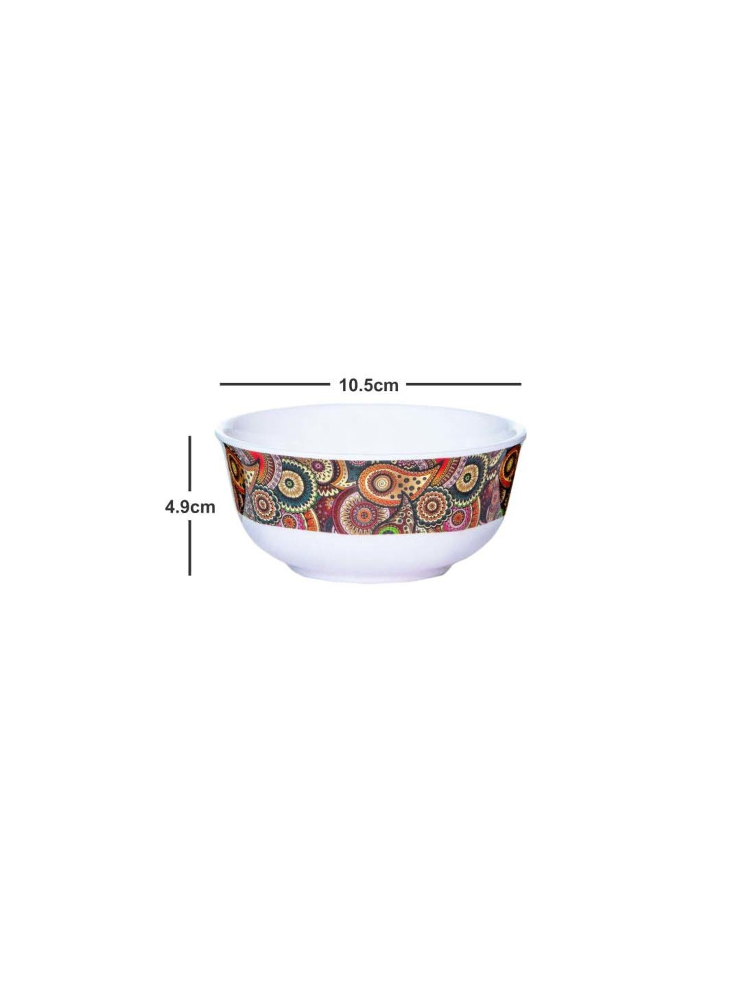 Servewell Tribal Paisely Multicolor Melamine Veg Bowls (0.24 L) - Set of 6