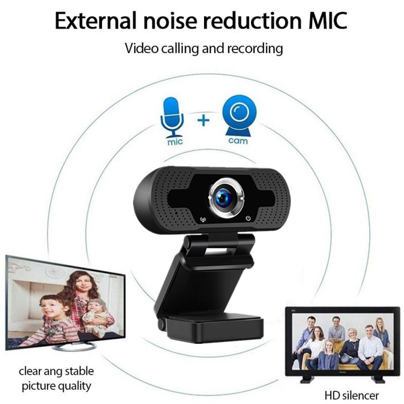1080P webcam for PC, full HD computer camera with cover, USB web cam with microphone, cover, streaming camera for Skype, Streaming, teleconference etc.