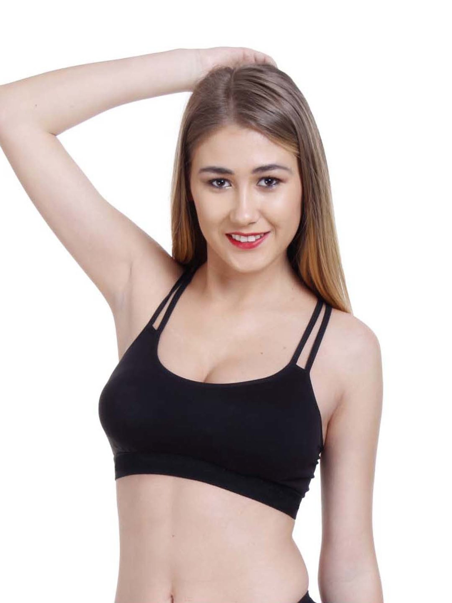 AROUSY Black Cotton Bralette Bras - Pack Of 3