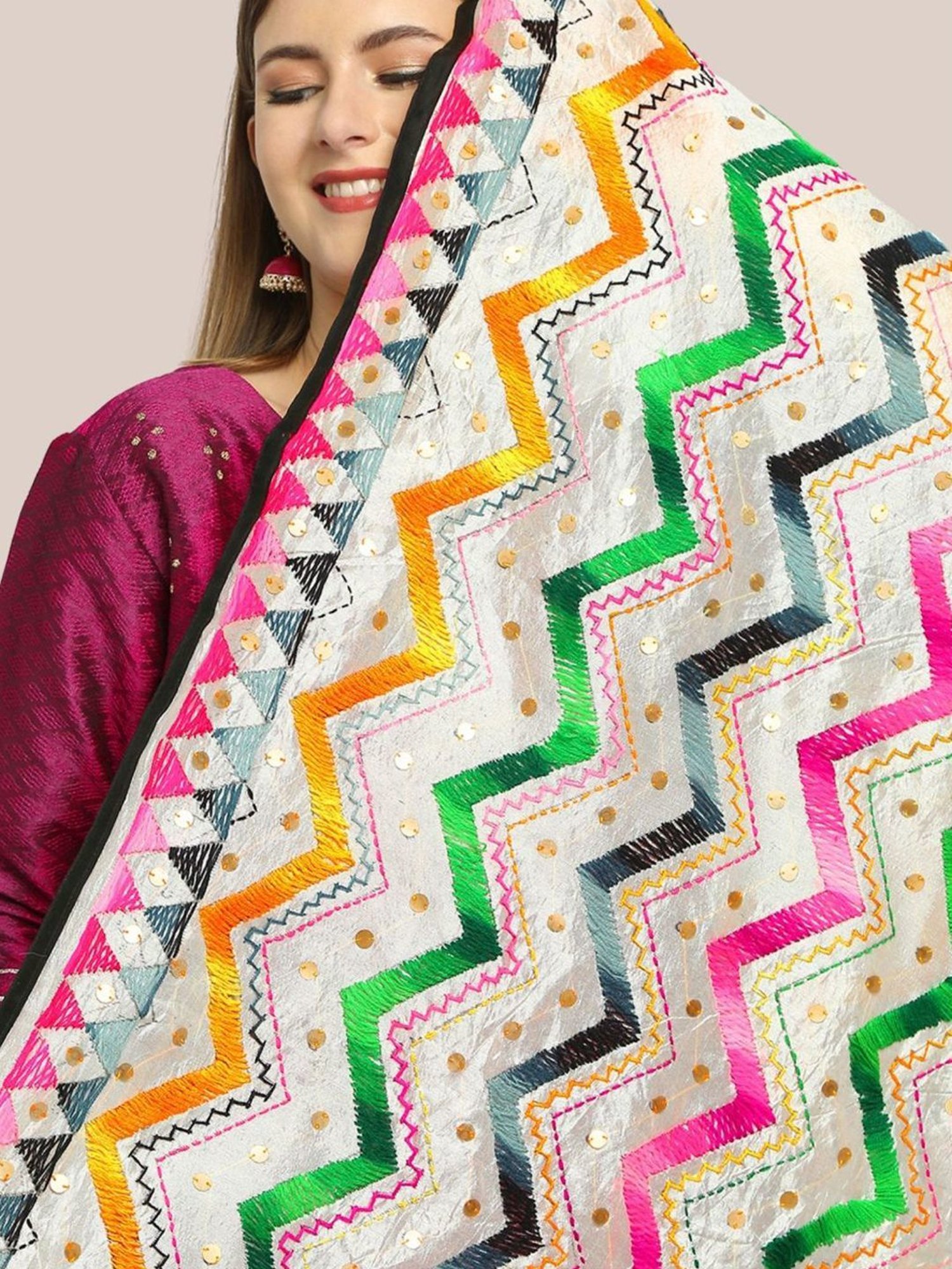 Dupatta Bazaar White Embroidered Dupatta