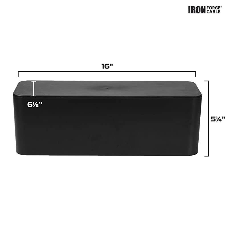 Cable Management Box Black Cord Organizer and Hider for Wires Power Strips Surge Protectors amp More Includes Cable Sleeve Hook and Loop Keepers Zip Ties amp Clips