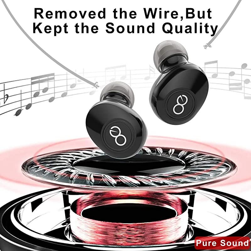 5.0 Bluetooth Headphones Binaural Call True Wireless Earbuds 20H Playtime HD Stereo Bass Sound Mini in Ear Bluetooth Earphones with Built in Mic and Charging Case for Sports Running