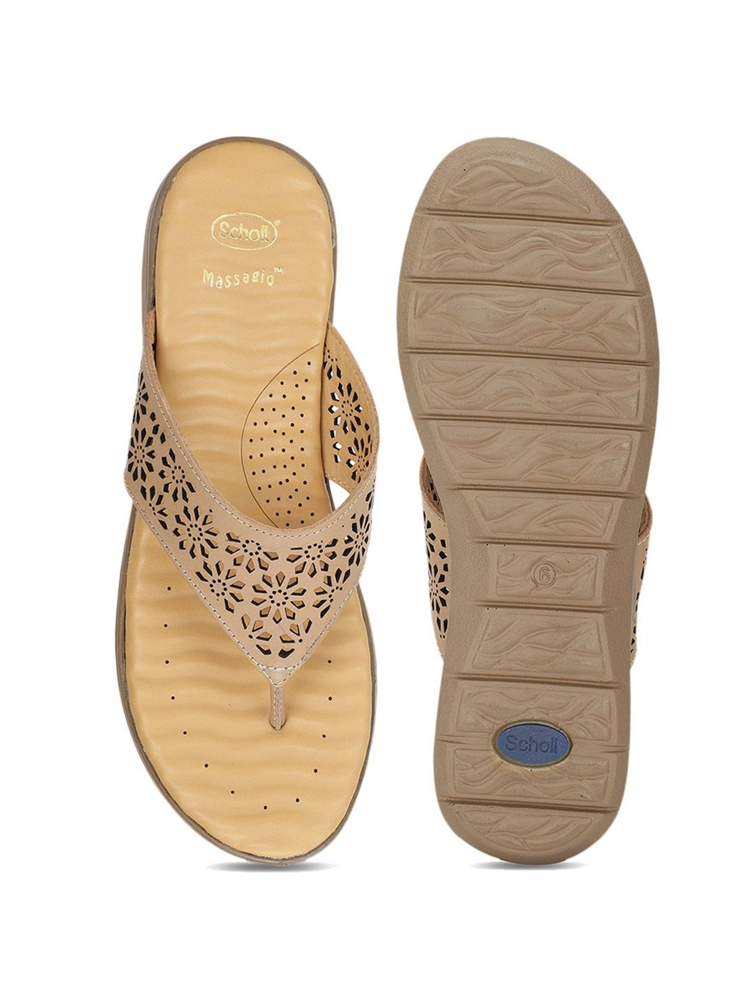 Scholl by Bata Women's Beige Thong Wedges