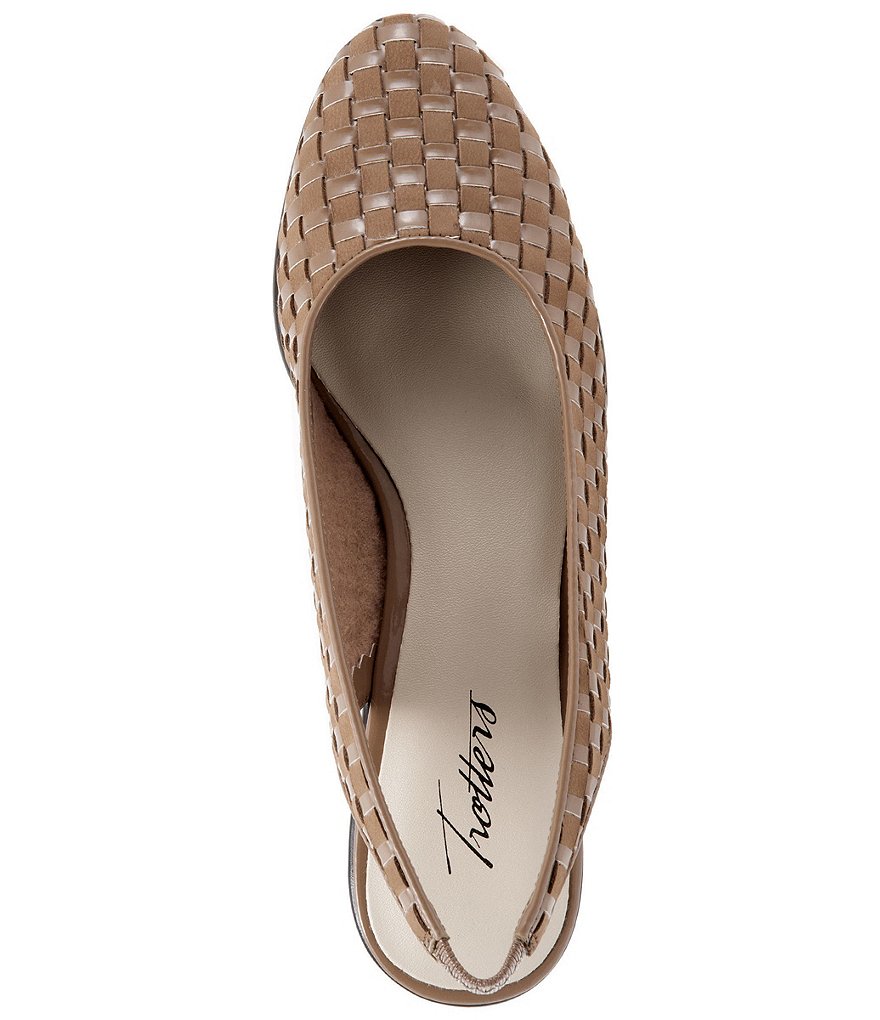 Trotters Lucy Woven Suede And Patent Leather Slingback Flats