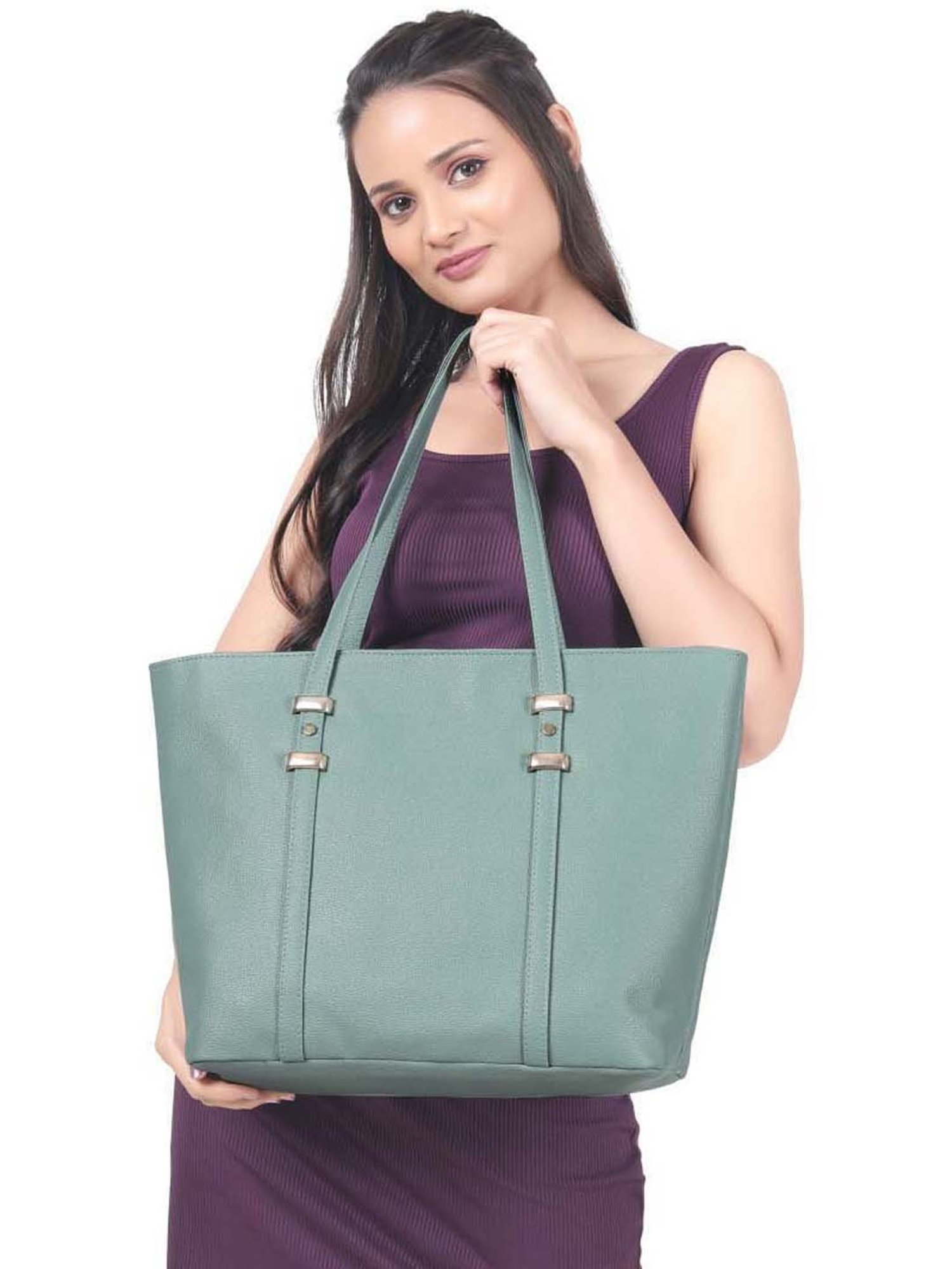 Toteteca Green Solid Medium Tote Handbag