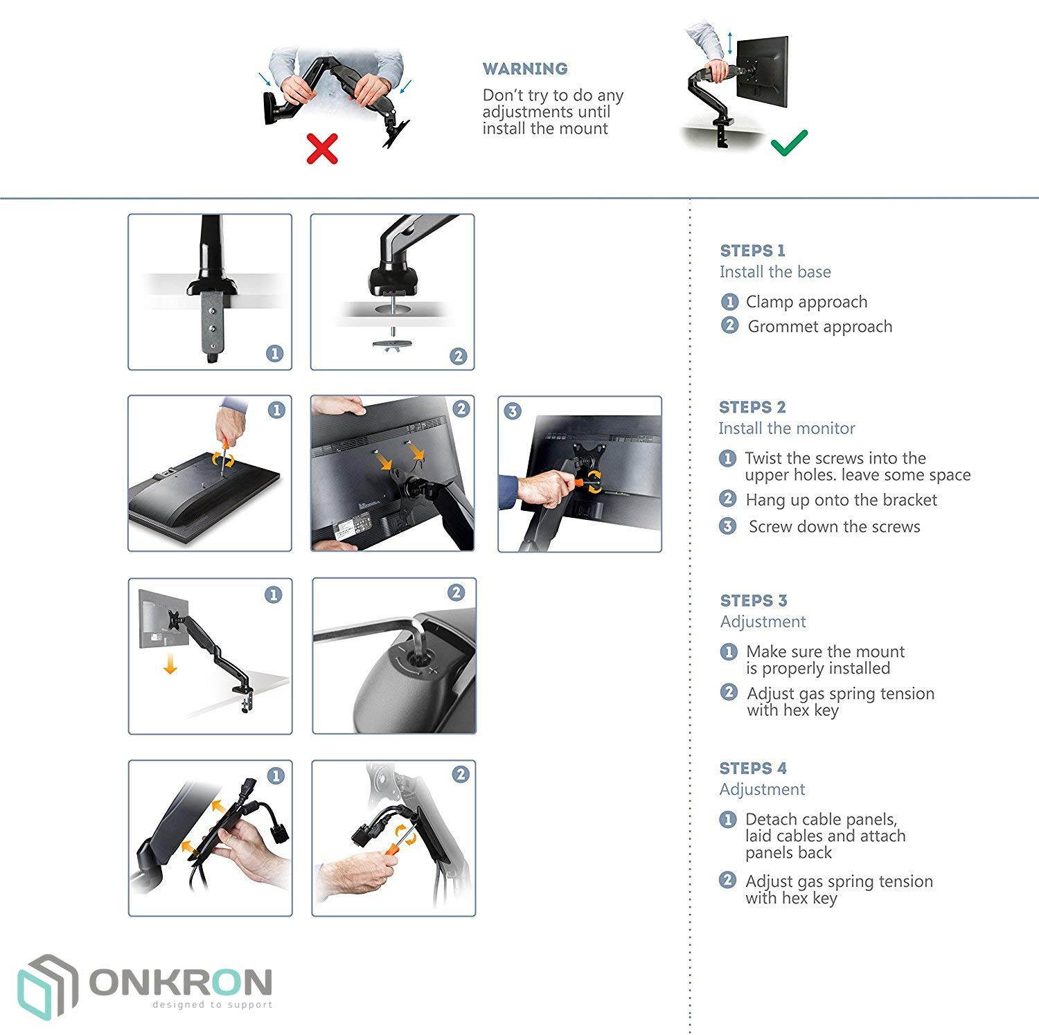 ONKRON Dual Monitor Desk Mount for 13 to 27-Inch LCD LED Computer TV Screens up to 14.3 lbs G160