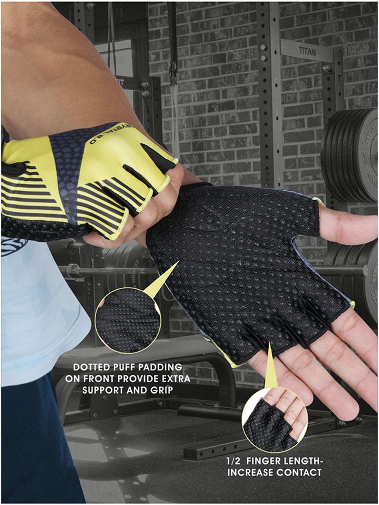 Nivia Crystal 2.0 Gym Glove (Yellow) Size - S3