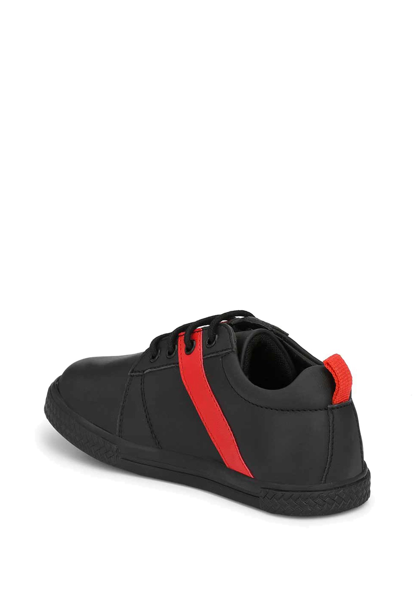 Tuskey Kids Black & Red Leather Sneakers