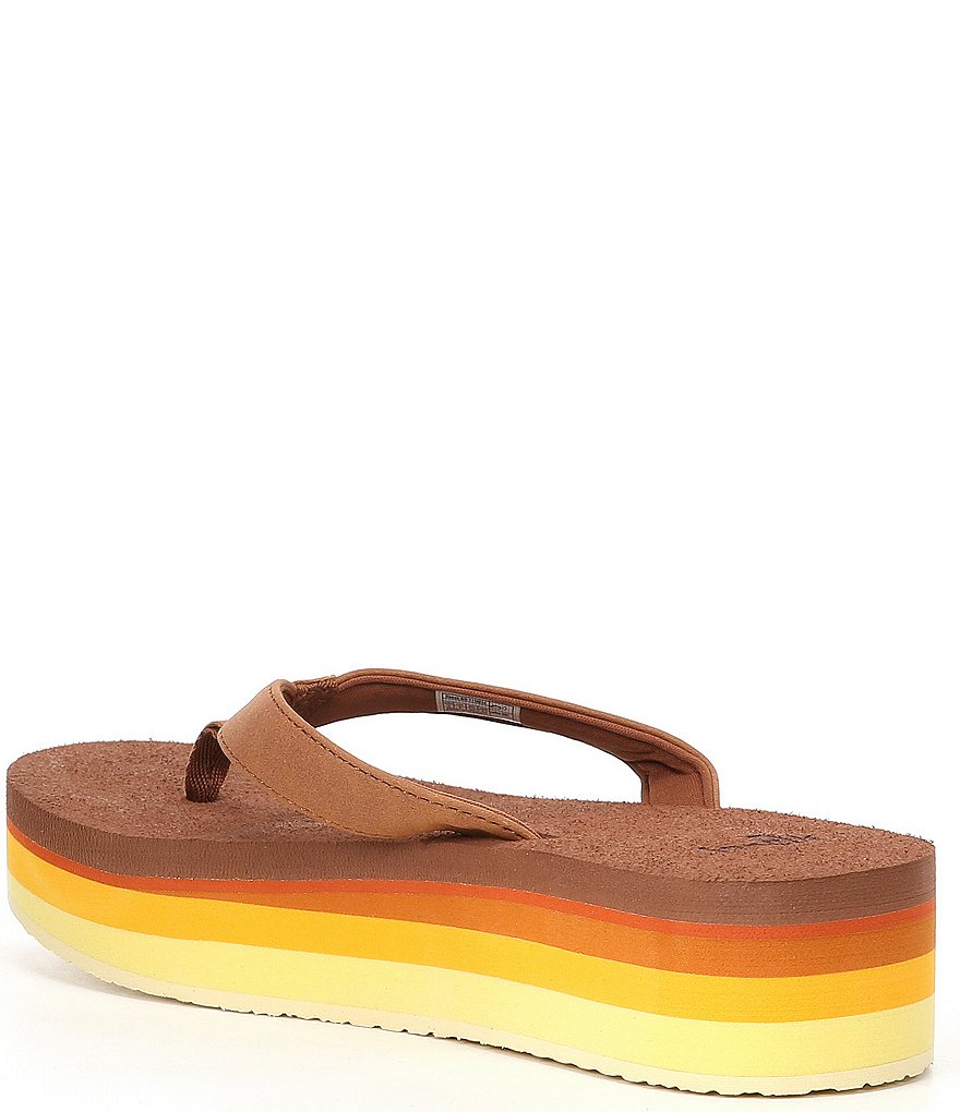 Sanuk Women's Yoga Mat Stacker Rainbow Platform Flip Flops